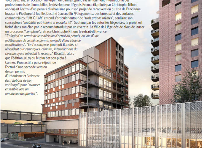 Promactif Groupe : Actualité : Nouvelle version du permis d’urbanisme pour le projet « Lift-Ô-Loft » à Jupille!